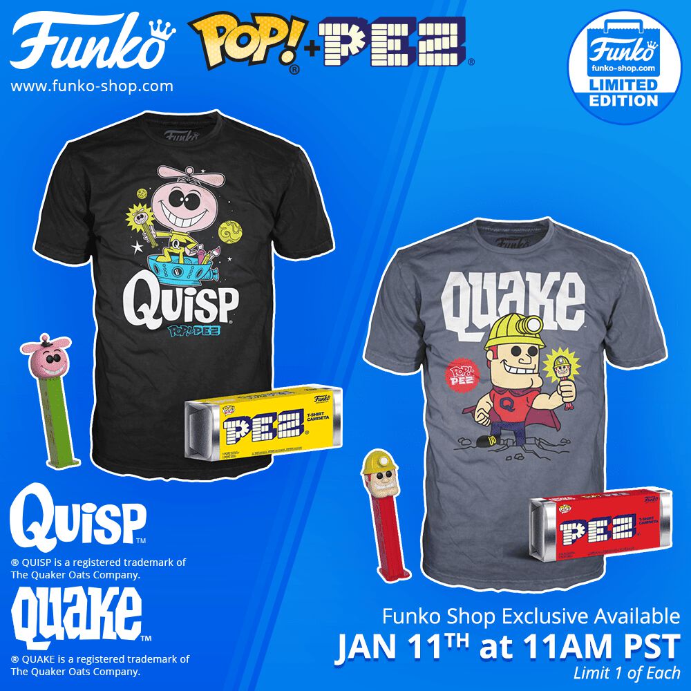 Funko Shop Exclusive Item: Quisp & Quake Pop! PEZ & Tee Bundles!