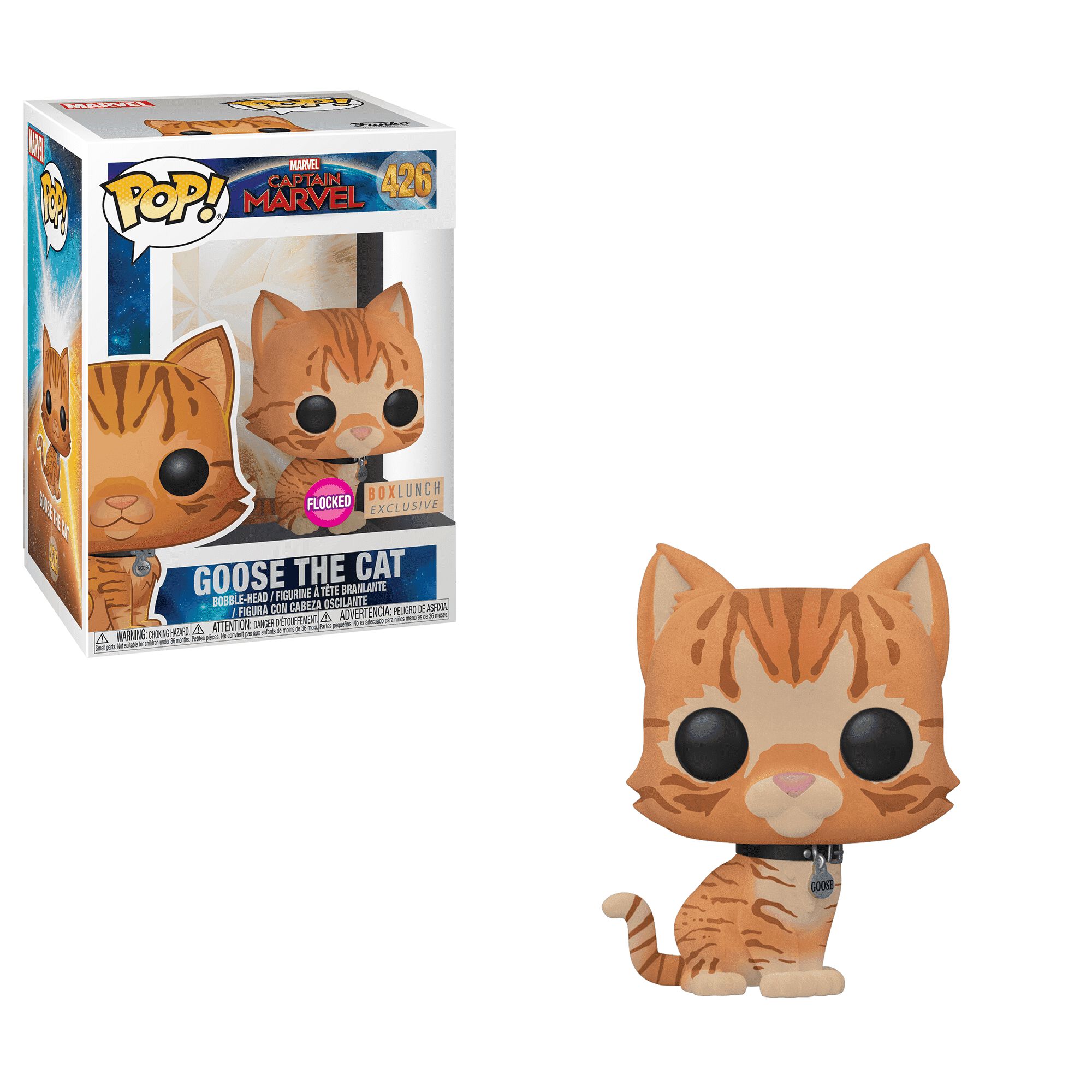COMING SOON TO BOXLUNCH: Captain Marvel Flocked Goose the Cat Pop!