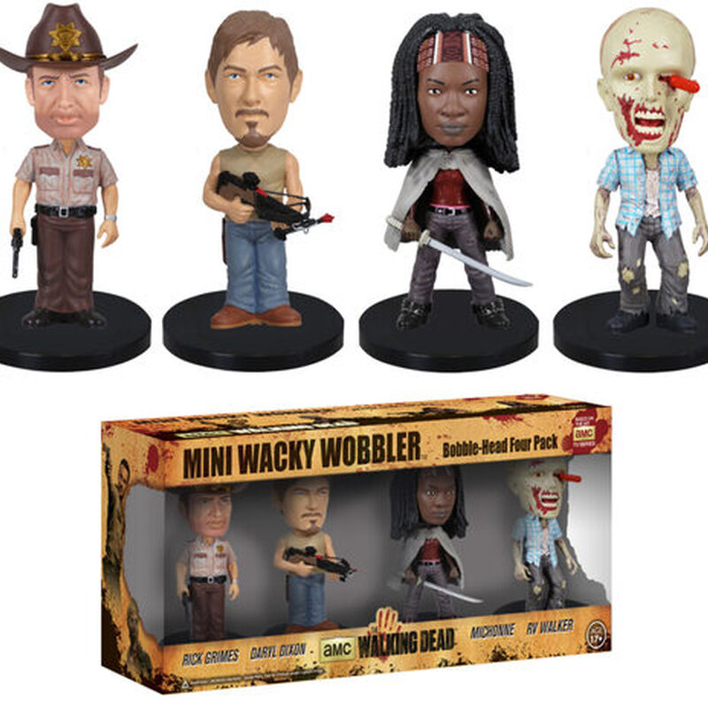 Walking Dead 4Pc Mini Wobbler Set Wacky Wobblers, , hi-res view 1