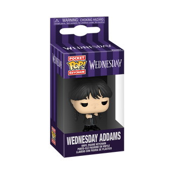 Pop! Keychain Wednesday Addams (Black Coat), Image 2