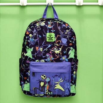 Nightmare Before Christmas Neon Glow All-Over Print Full-Size Backpack, Image 2