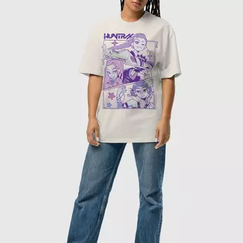 KPop Demon Hunters HUNTR/X White Faded Tee, Image 1