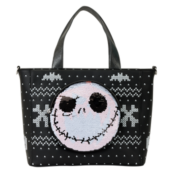 The Nightmare Before Christmas Jack Skellington Reversible Sequins Tote Crossbody Bag with Coin Bag, Image 1