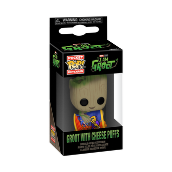 Pop! Keychain Groot with Cheese Puffs, Image 2