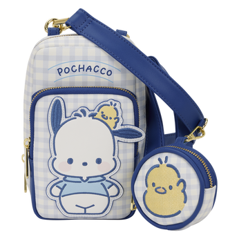Sanrio Pochacco Gingham Cellphone Crossbody Bag with Coin Bag, Image 1