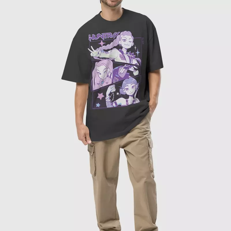 KPop Demon Hunters HUNTR/X  Black Faded Tee, , hi-res view 3