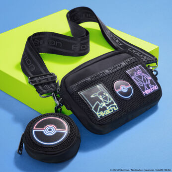 Pokémon Pikachu & Mewtwo Glow Nylon Sling Crossbody Bag with Coin Bag, Image 2