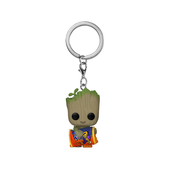 Pop! Keychain Groot with Cheese Puffs, Image 1
