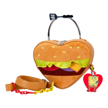 SpongeBob SquarePants Krabby Patty Plush Heart Figural Crossbody Bag, Image 1