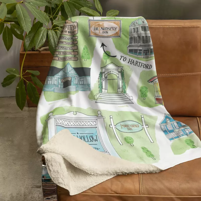 Gilmore Girls Stars Hollow Map Sherpa Blanket, , hi-res view 1