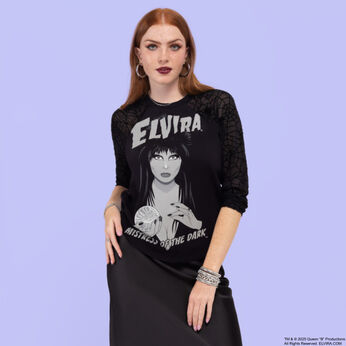 Elvira, Mistress of the Dark Glow Unisex Raglan Tee, Image 2