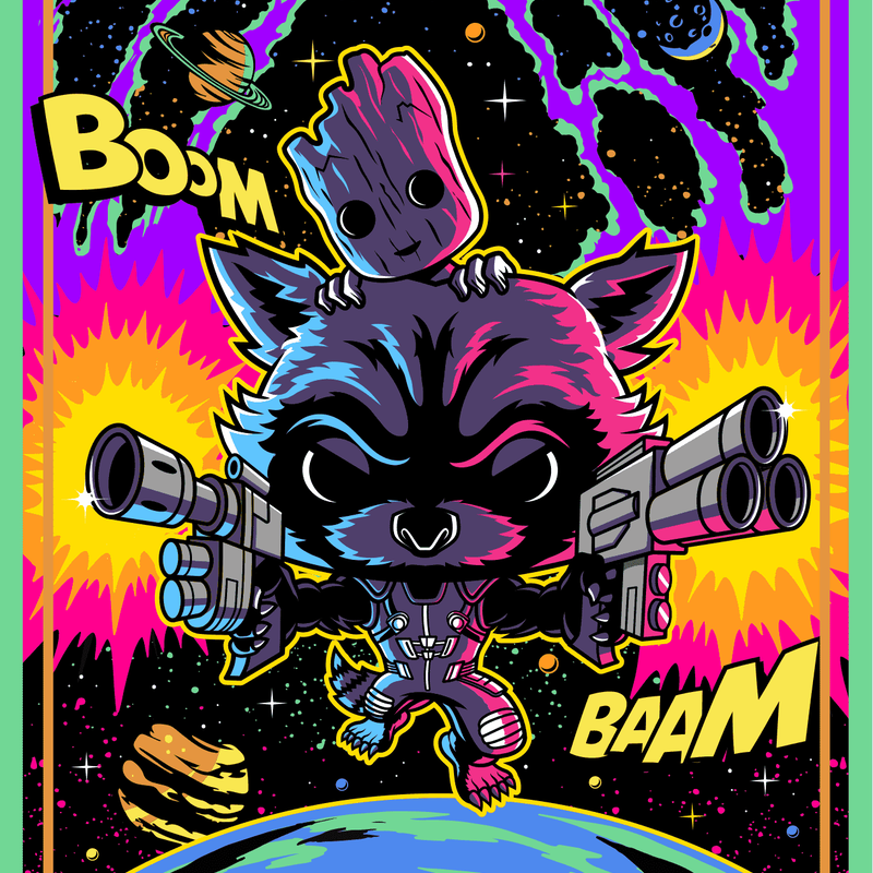 Rocket & Groot (Black Light) Poster, , hi-res view 1