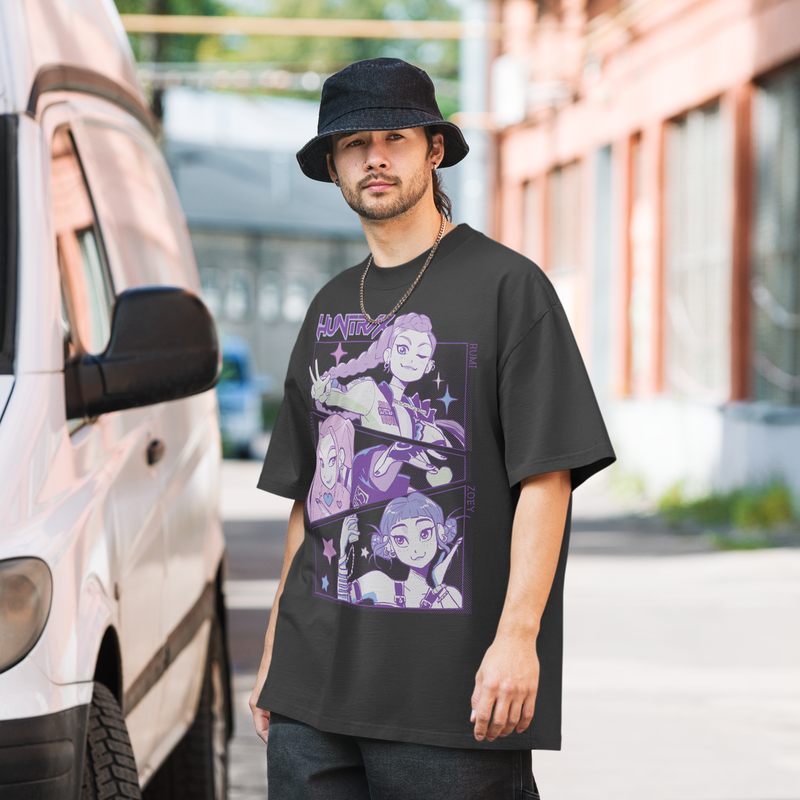 KPop Demon Hunters HUNTR/X  Black Faded Tee, , hi-res view 4