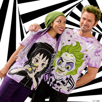 Beetlejuice & Lydia Deetz Reversible Tie-Dye Unisex Tee, Image 2