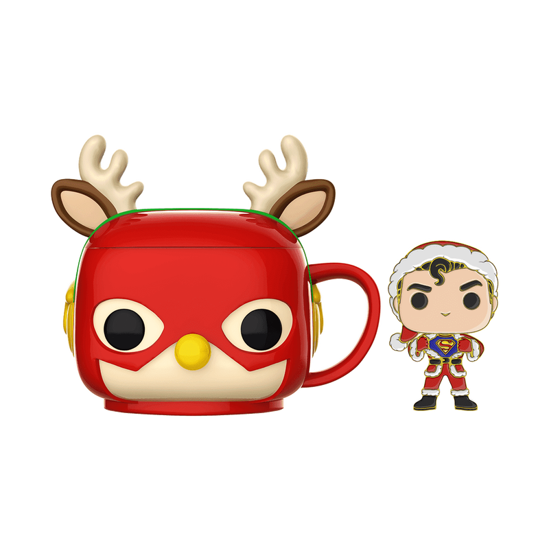 Pop! Mug & Pin Holiday The Flash & Superman in Holiday Sweater, , hi-res view 1