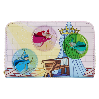 Sleeping Beauty Castle Three Good Fairies Stained Glass Zip Around Wallet, Image 1
