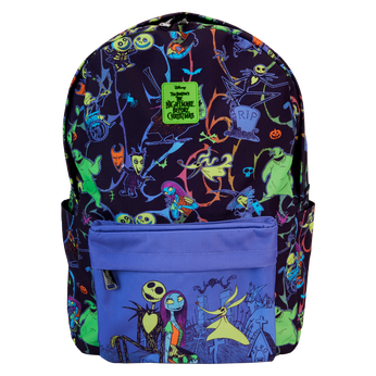 Nightmare Before Christmas Neon Glow All-Over Print Full-Size Backpack, Image 1