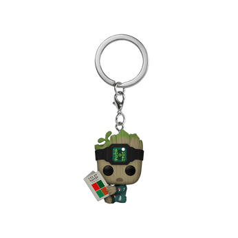 Pop! Keychain Groot in Onesie with Book, Image 1