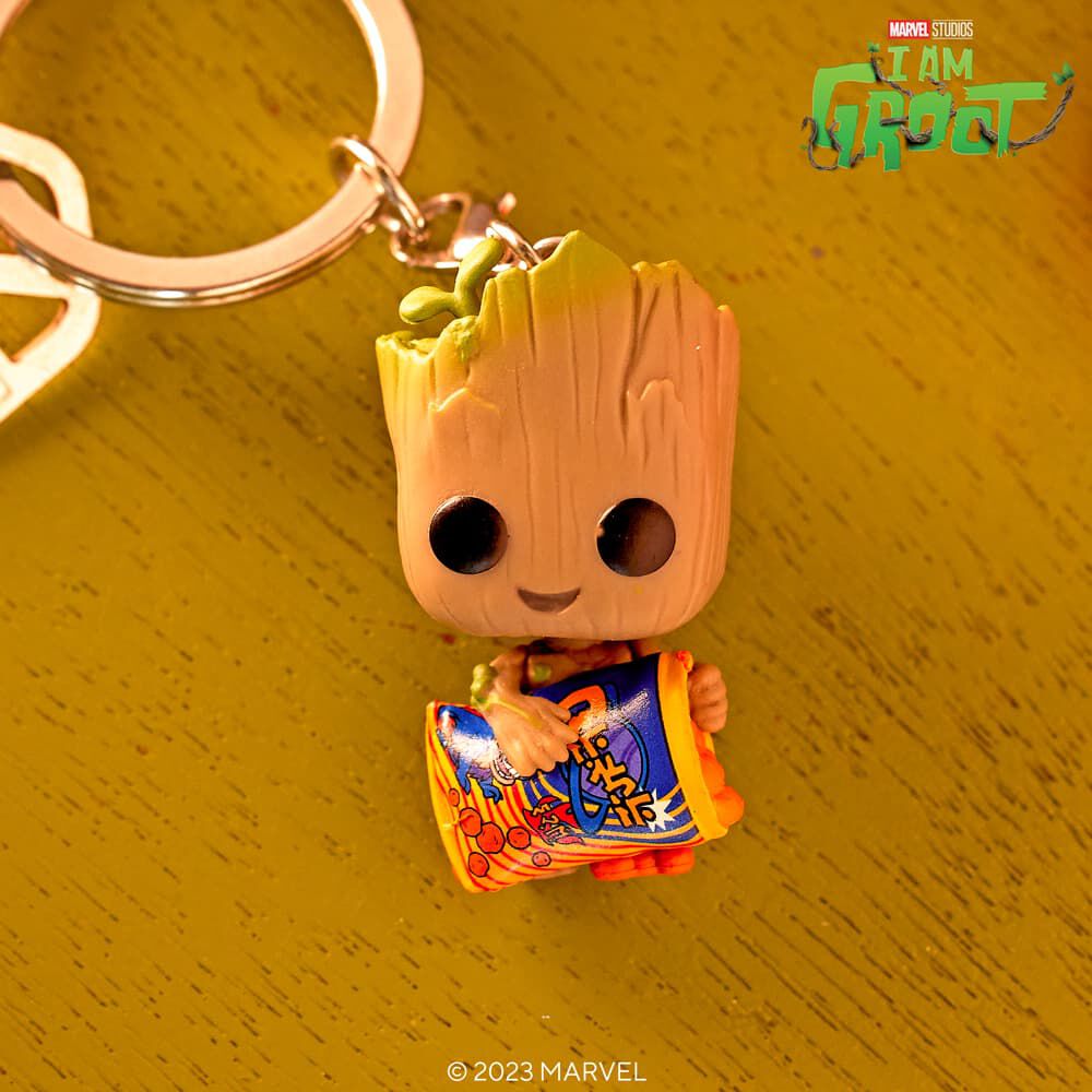 Buy Pop Keychain Groot with Cheese Puffs at Funko