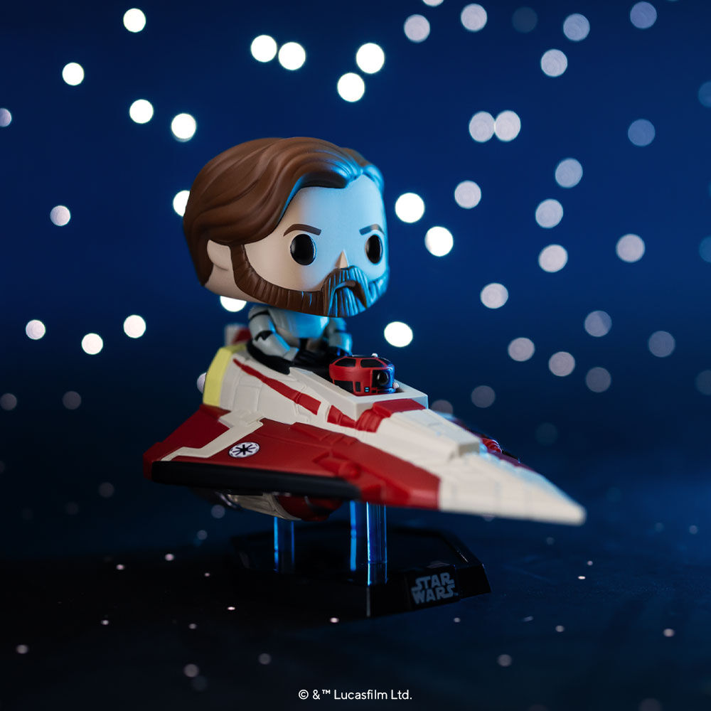 Buy Pop Rides Super Deluxe Obi Wan Kenobi in Delta 7 Jedi Starfighter at Funko