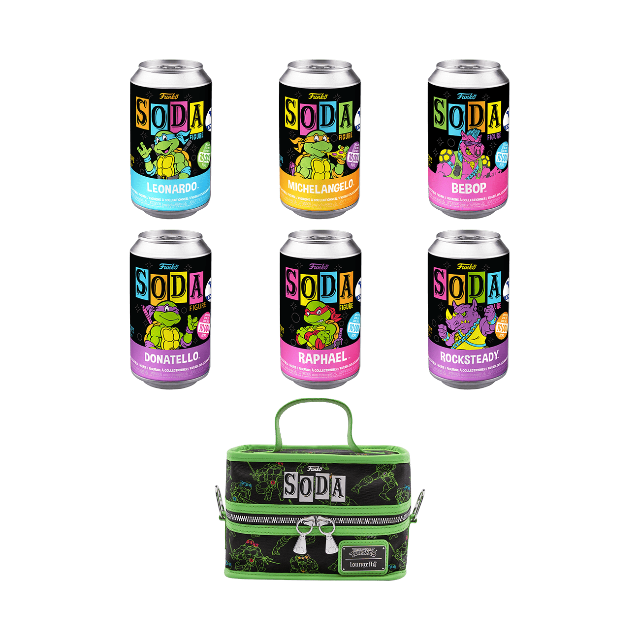 Funko Vinyl Soda: Teenage Mutant Ninja Turtles Blacklight 6er-Set – Inkl. Limitierter Kühltasche & Chase-Figur