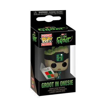 Pop! Keychain Groot in Onesie with Book, Image 2