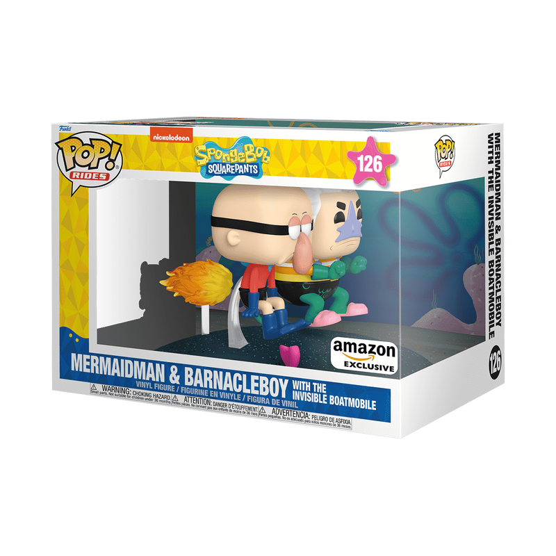 Pop! Rides Deluxe Mermaidman & Barnacleboy with Invisible Boatmobile, , hi-res view 2