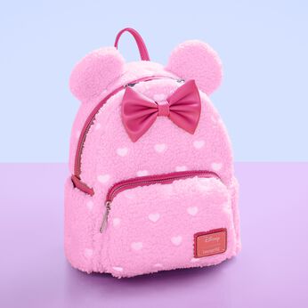 Minnie Mouse Exclusive Hearts Strawberry Scented Sherpa Mini Backpack, Image 2