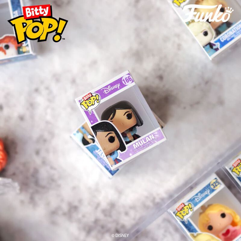Bitty POP! Disney Princess figures on a sparkly background