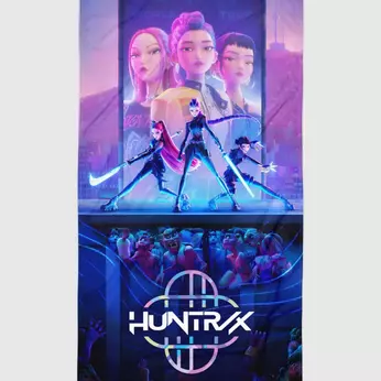 KPop Demon Hunters Movie Poster Beach Towel, Image 1