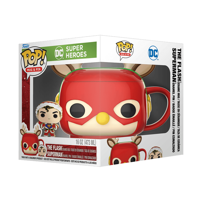 Pop! Mug & Pin Holiday The Flash & Superman in Holiday Sweater, , hi-res view 2