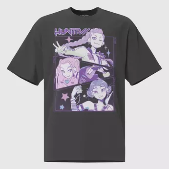 KPop Demon Hunters HUNTR/X  Black Faded Tee, Image 2