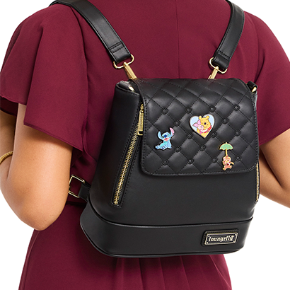 model showcasing Loungefly moon bag