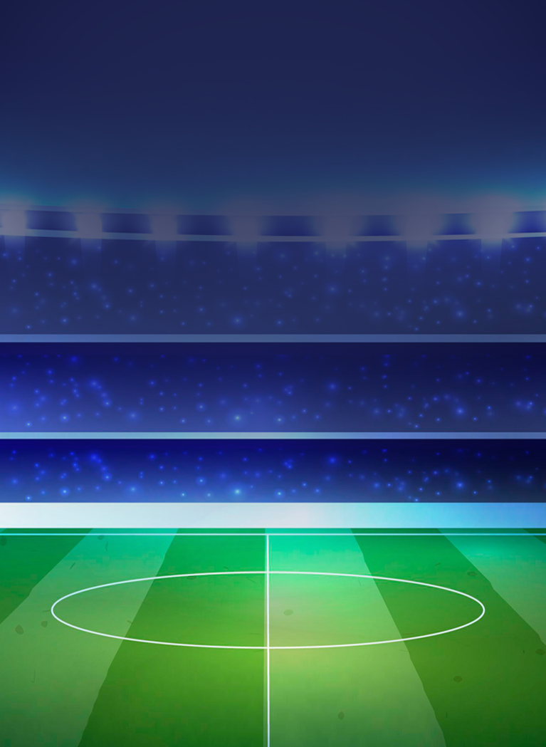 Football pitch illustration with lighting in the blue