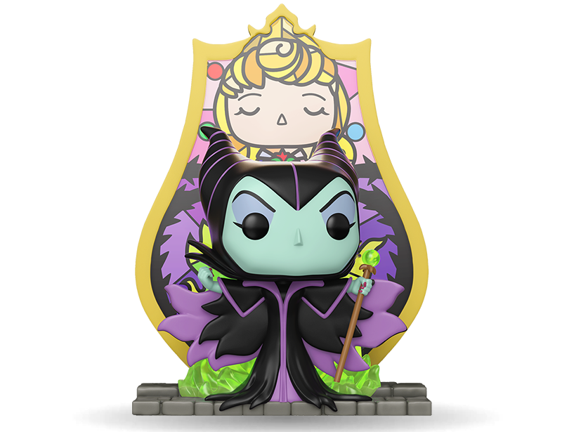 Glam image of Pop! Maleficent with stain glass window