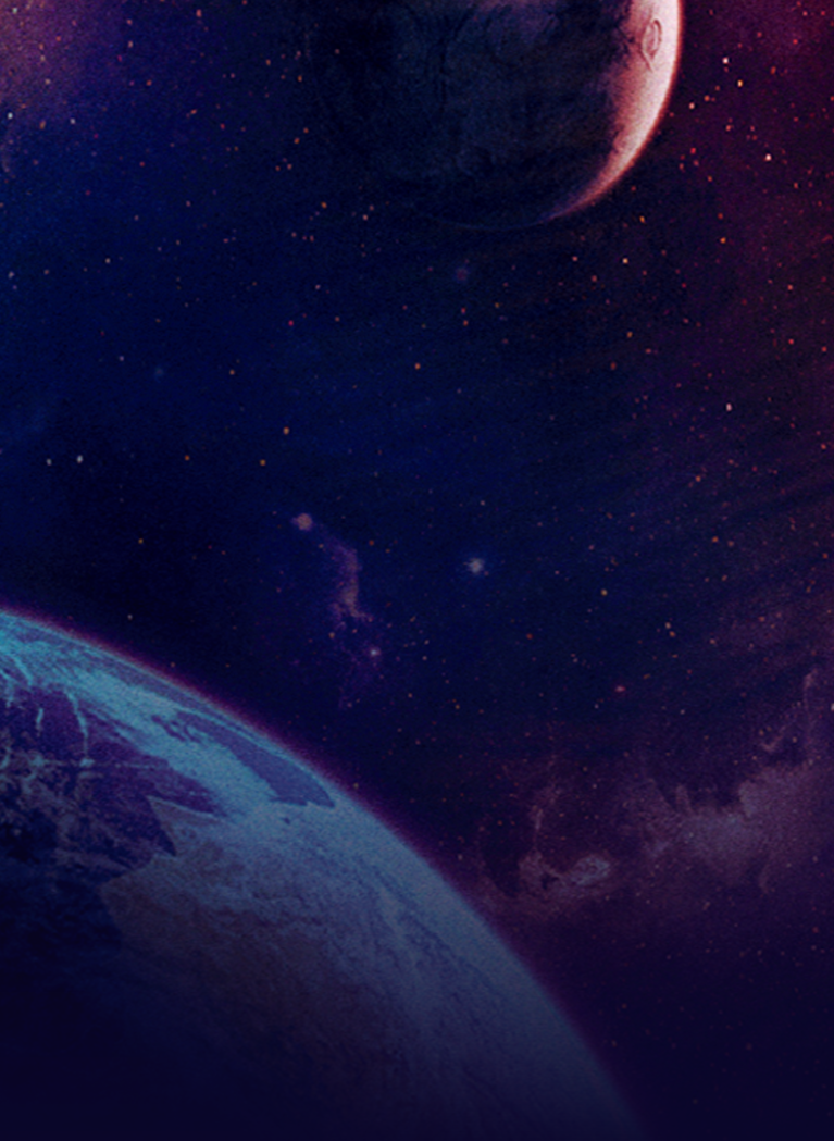 Space background with large planets in view