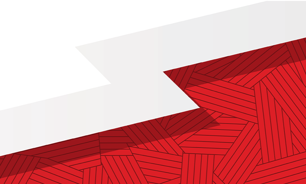 Abstract red geometric pattern with layered diagonal linework and a large white angular shape across the background.