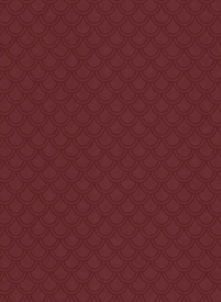 Dark red background with scale pattern