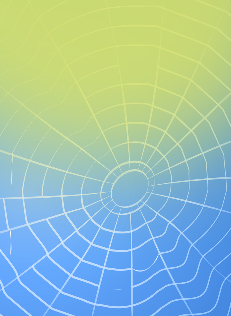 Spiderweb drawing with a yellow and blue gradient