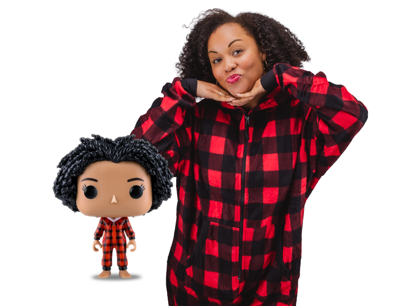2 models with customised pop figures of themselves