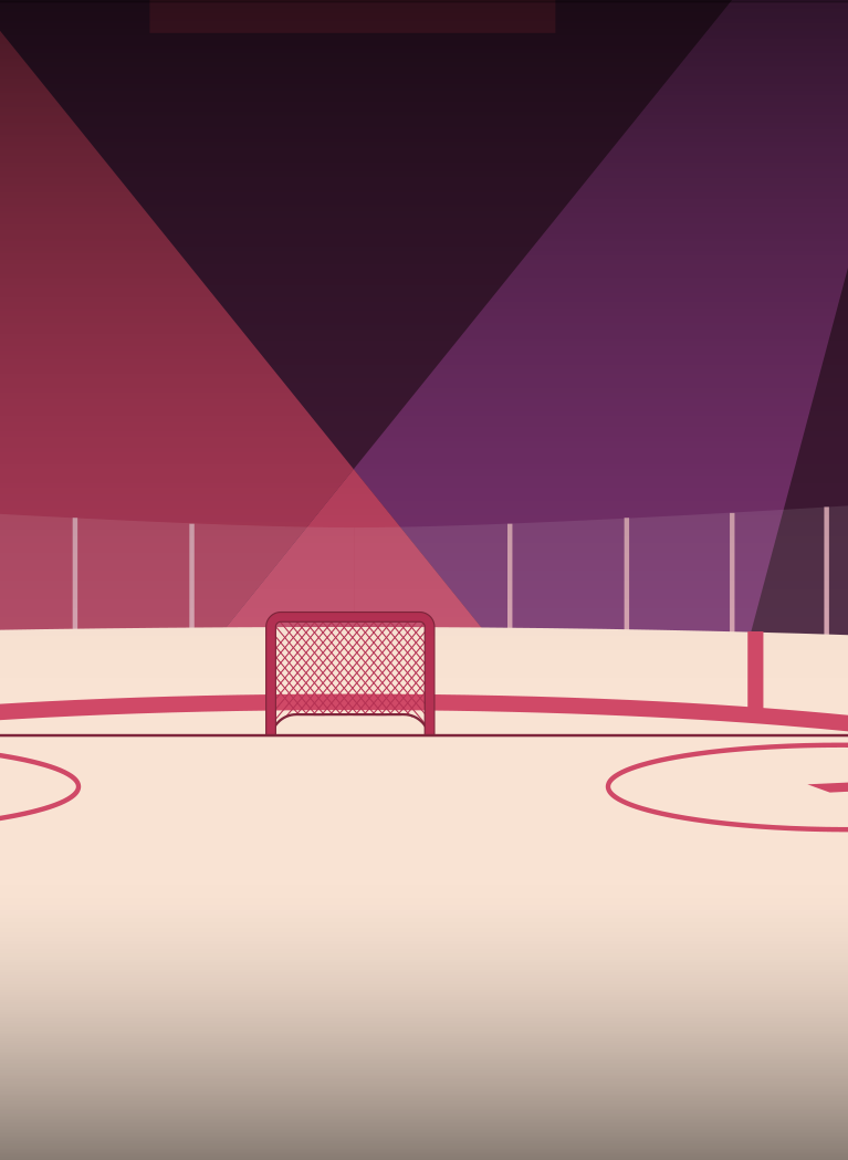 Cartoon ice hockey background wtih Purple and Red hues
