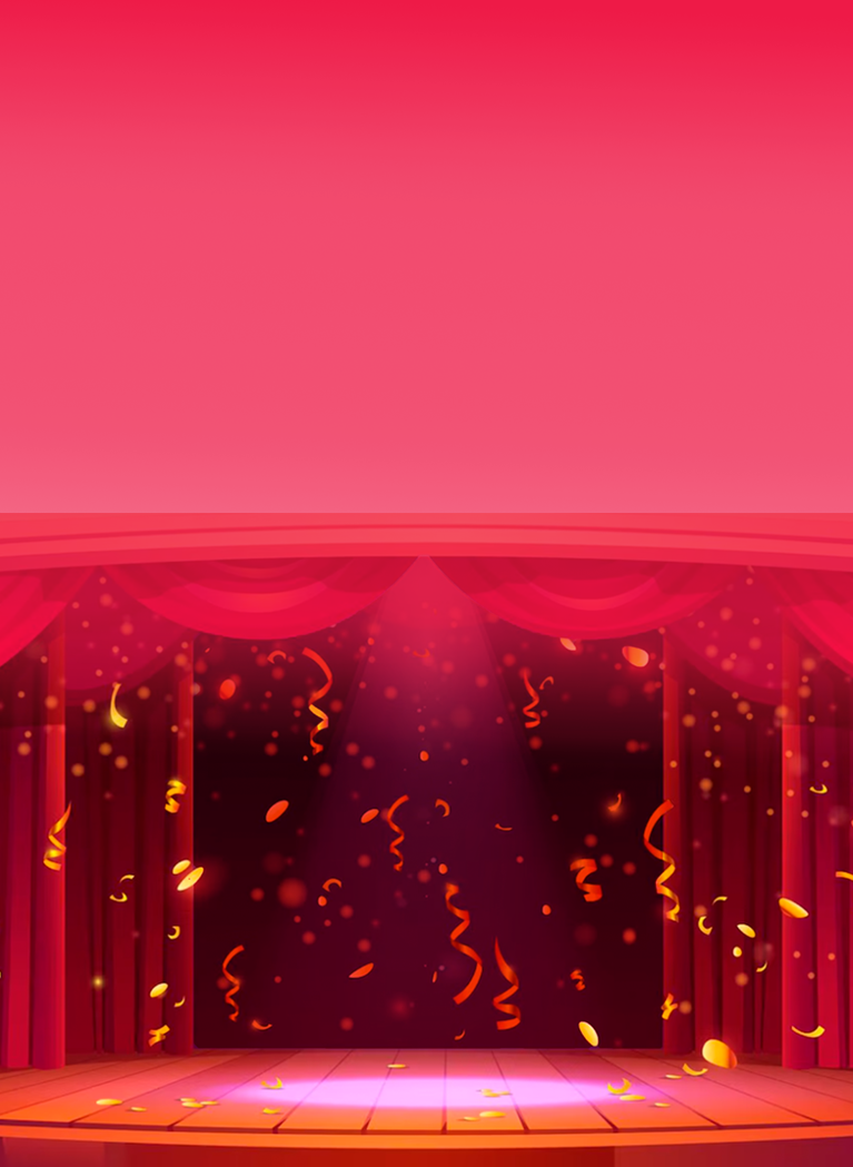 Theatre stage background with confetti
