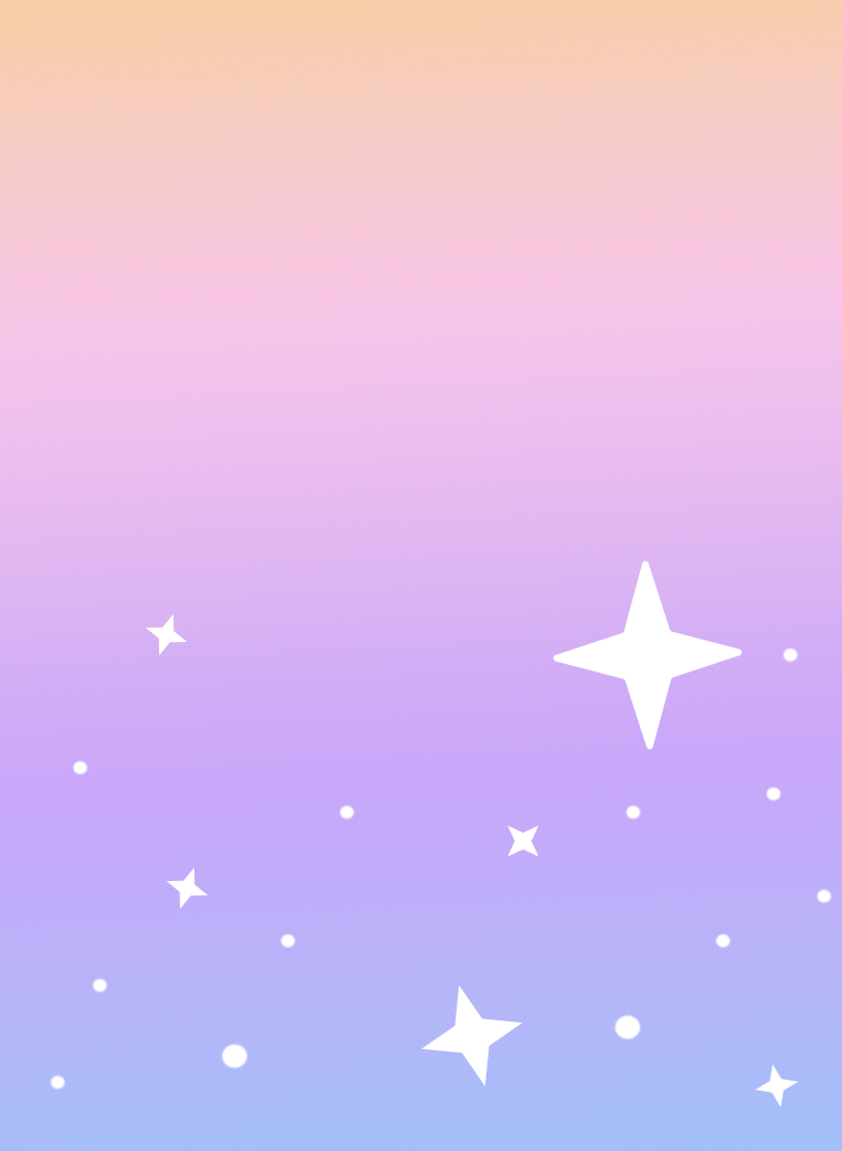 Pastel rainbow gradient with white twinkling stars and dots