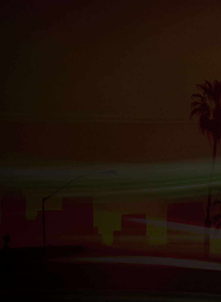 Illustrated california skyline with dark overtone