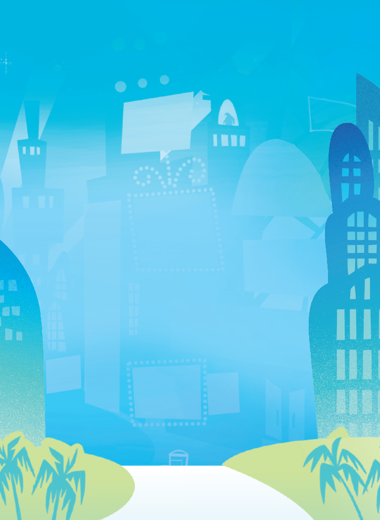 Cartoon city skyline background with Blue hue