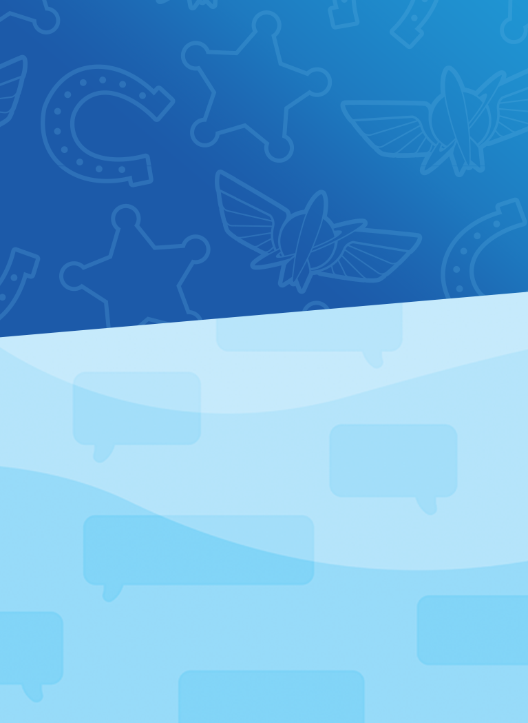 Blue background with Toy Story seamless pattern and chat bubbles