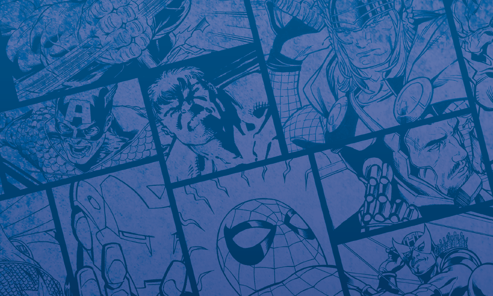Comic book cover with Blue hue