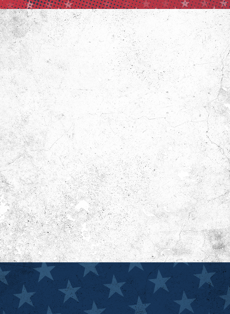 Red, White and Blue background with stars, dots, and grunge patterns