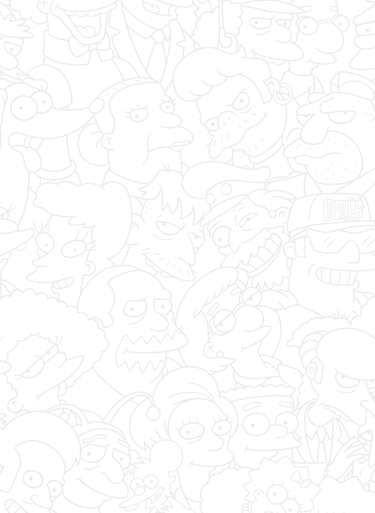 White background with light color outlines of Simpsons chracters