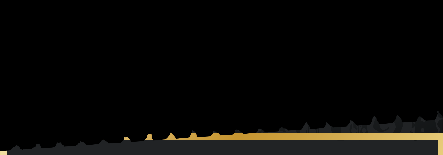 Black background with box tear overlay and lighter background with Gold line
